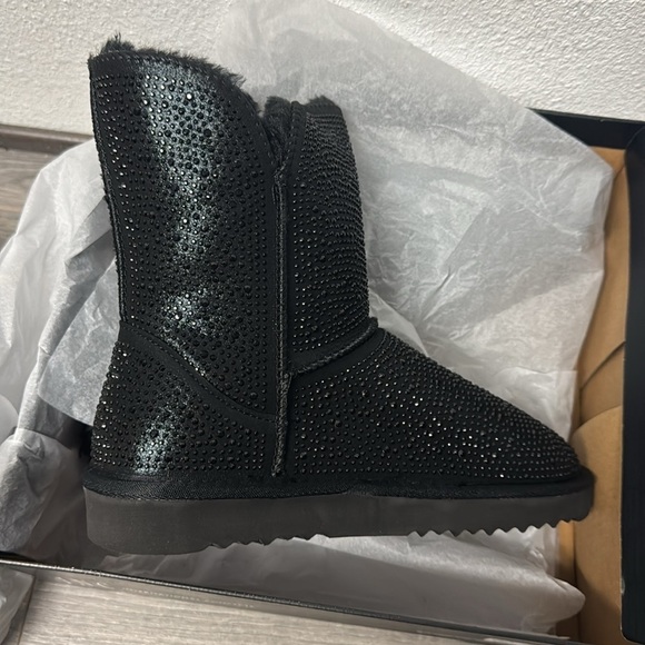 Inc International Concepts Adrief Black Bling Pull On Ankle Boots - Picture 4 of 5